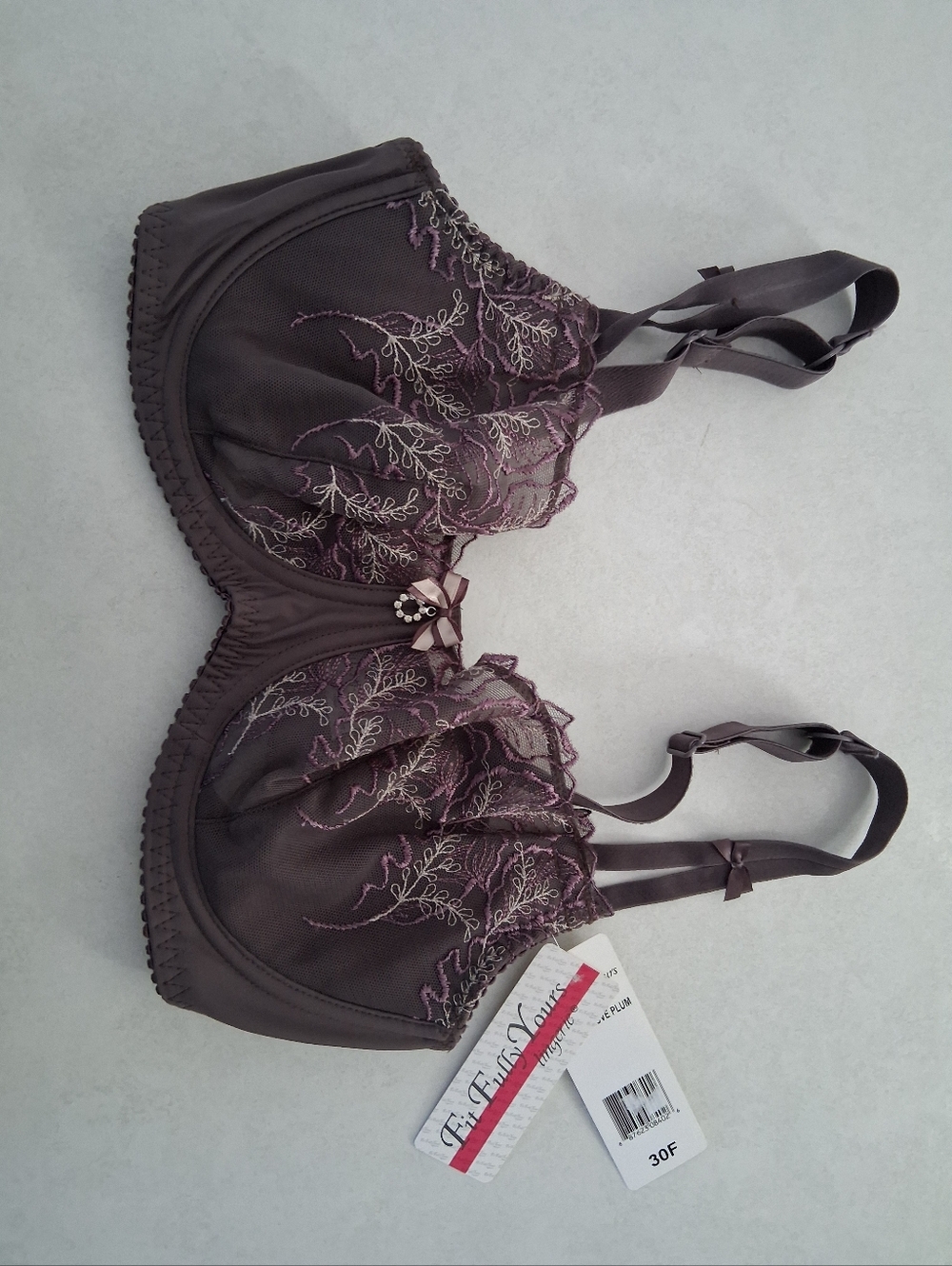 NWT Fit Fully Yours Lingerie/ Bridget Underwire Bra in Deep Mauve Plum/ Size 30F - Picture 7 of 13